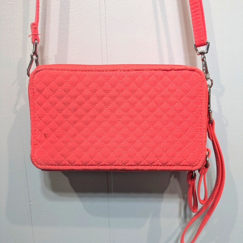 Vera Bradley RFID All In‎ One Crossbody Wallet In Bright Coral - Picture 5 of 10